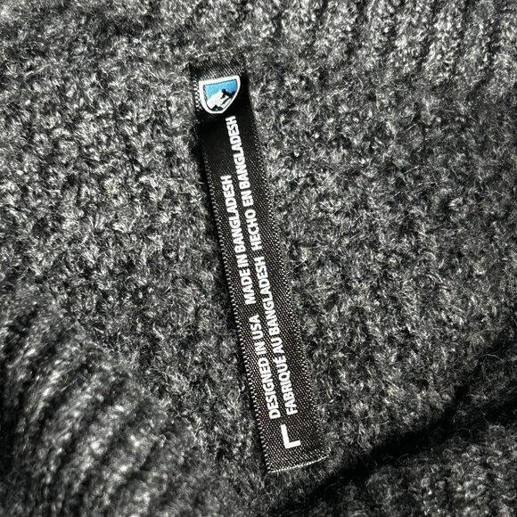 Kuhl Sienna Sweater Womens L Charcoal Gray Cowl Neck Chunky Waffle Knit Pullover - Picture 4 of 14